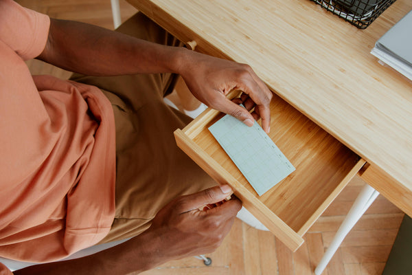 Desk Drawer with Man opening