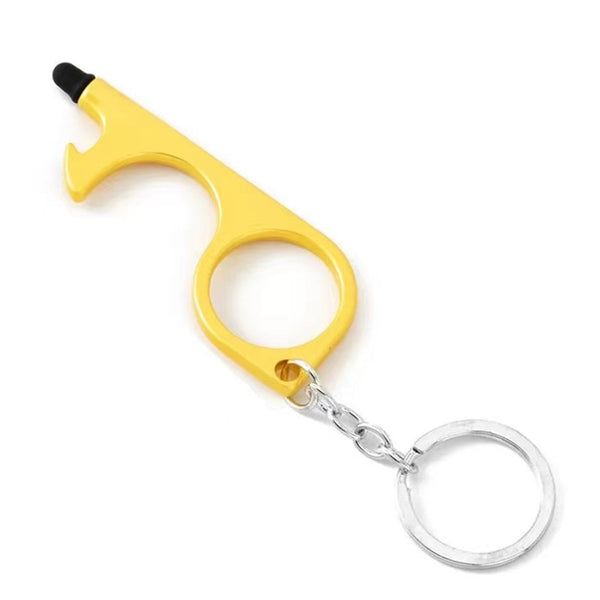 Yellow Touchless Tool with Handle, Hook, and Stylus Tip Point