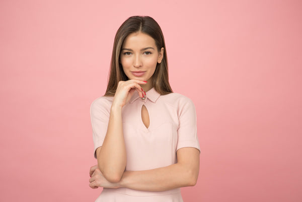 Confident Happy Woman in Pink