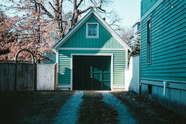 Old Green Garage Door