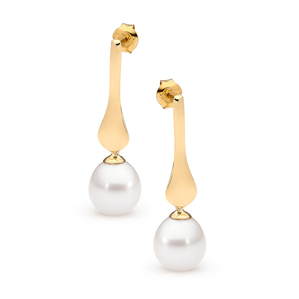 IKECHO 9ct Yellow Gold Freshwater Pearl Drop Earrings – Myatt Jewellers