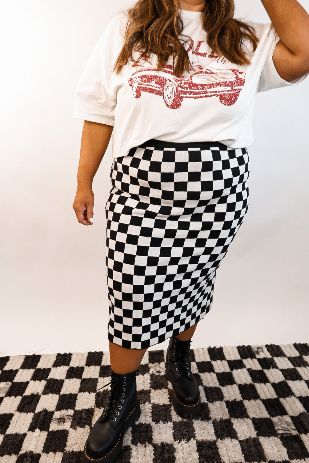 Mesmerize Me Checkered Knit Pants – F+I Collective