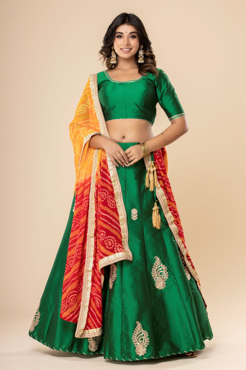 Buy online Bottle Green Brocade Flared Lehenga With Dupatta from ethnic  wear for Women by Warthy Ent for ₹2369 at 66% off | 2024 Limeroad.com