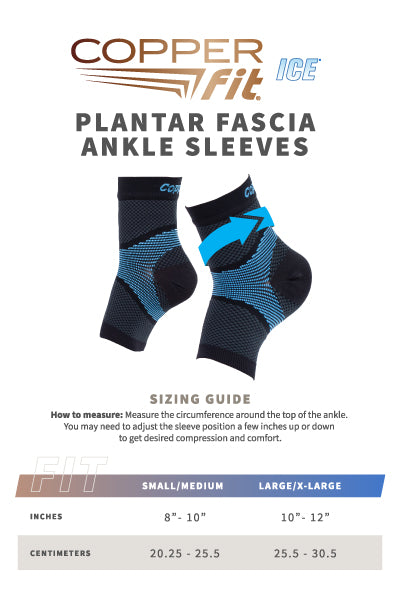 Ice Plantar Fascia Ankle Sleeve size guide