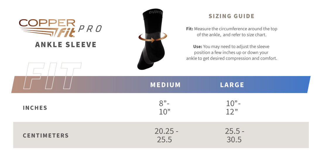 Pro Series Ankle Sleeve size guide