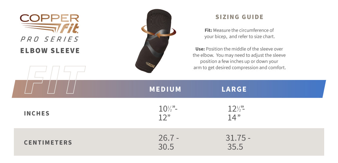 Pro Elbow Sleeve size guide