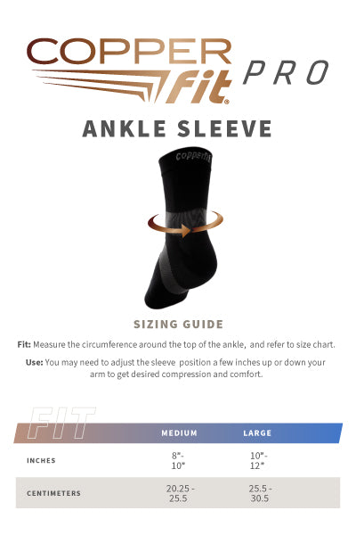 Pro Series Ankle Sleeve size guide