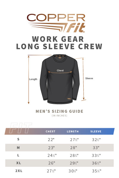 Energy Men's Dry Performance Long Sleeve Crew size guide