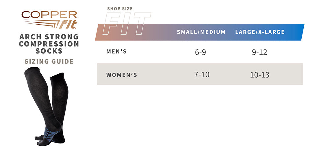 Arch Strong Compression Socks size guide