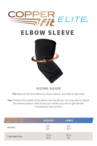 Elite Elbow Sleeve size guide