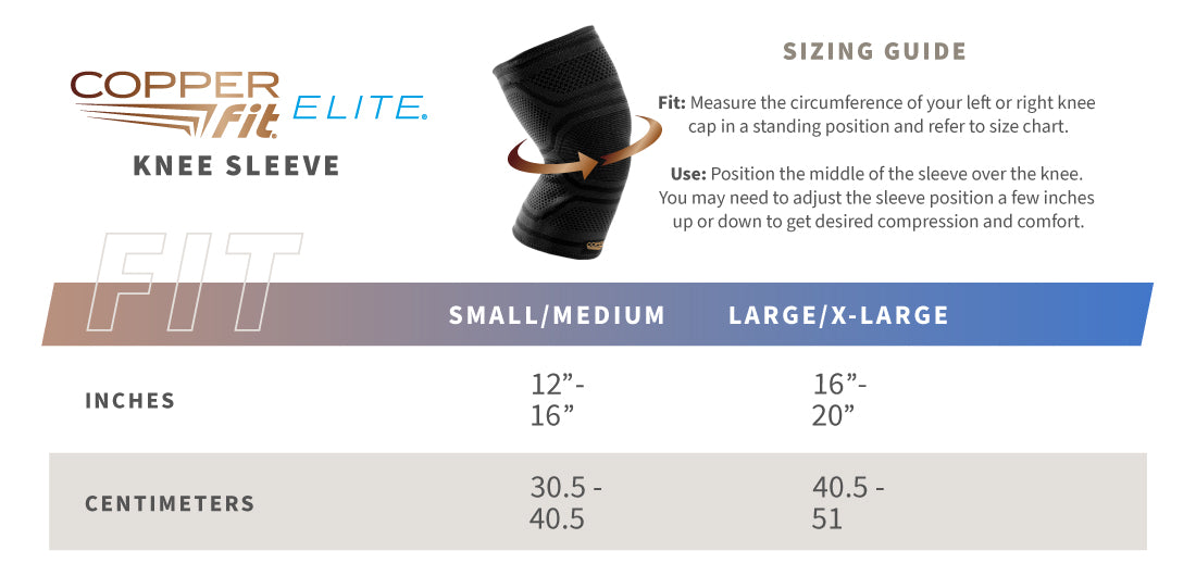 Elite Knee Sleeve size guide