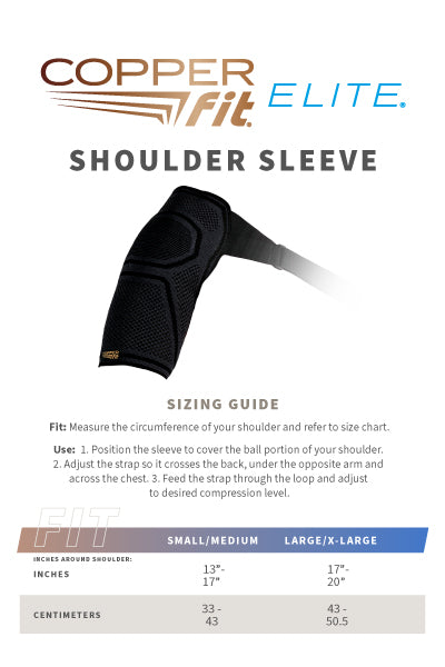 Elite Shoulder Sleeve size guide