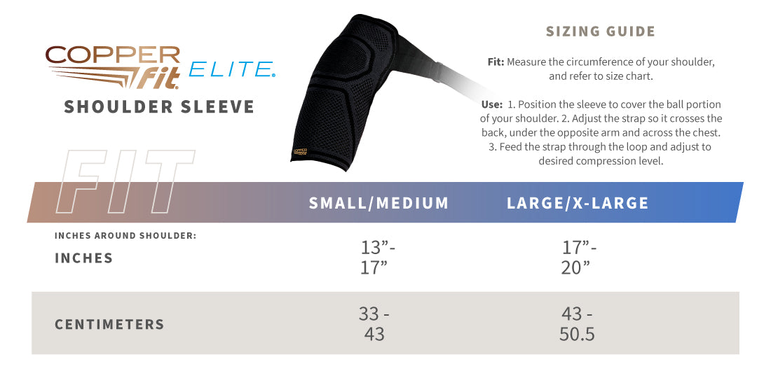 Elite Shoulder Sleeve size guide
