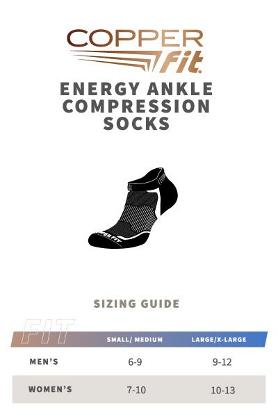 Energy Ankle Compression Socks size guide