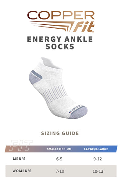 Energy Ankle Socks (sizing guide)