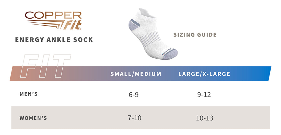 Energy Ankle Socks (sizing guide)
