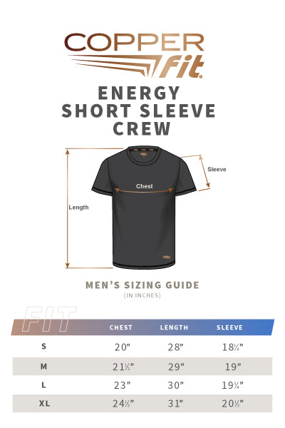 Energy Men's Dry Performance Crew size guide