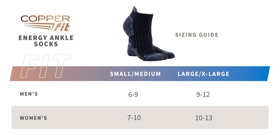 Energy Sport Ankle Socks size guide