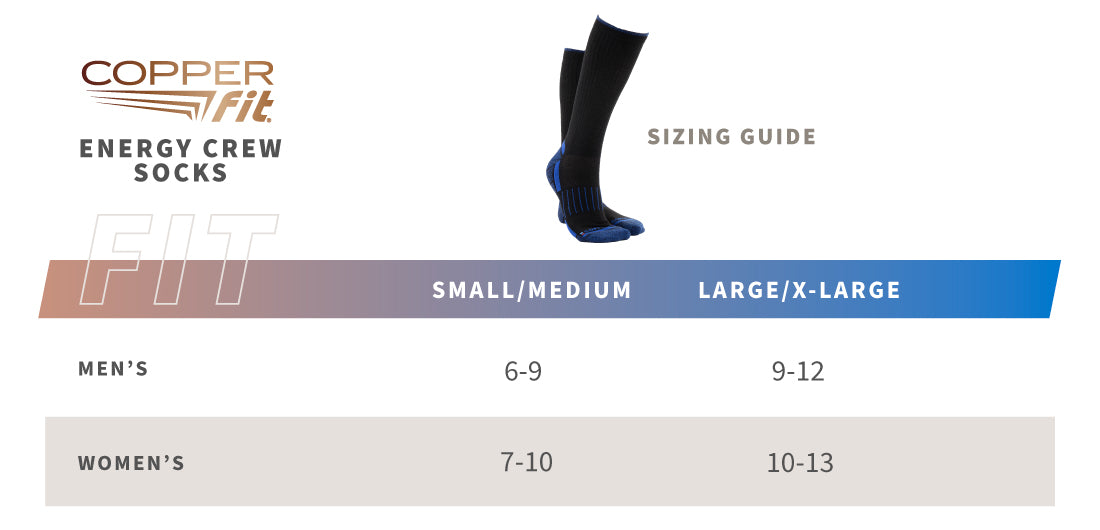 Energy Performance Crew Socks Black size guide