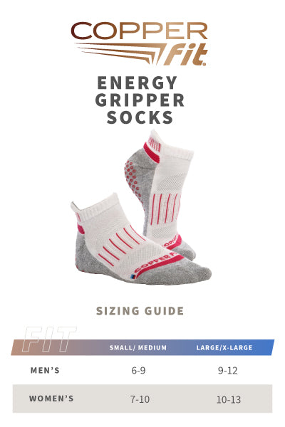 Energy Performance Gripper Socks White size guide