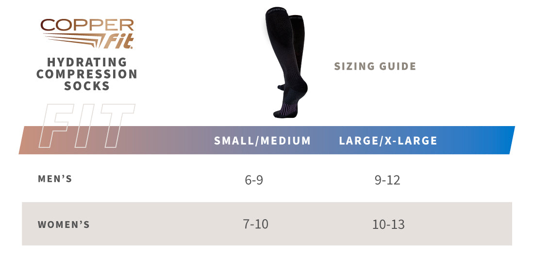 Energy Plus Hydrating Socks size guide