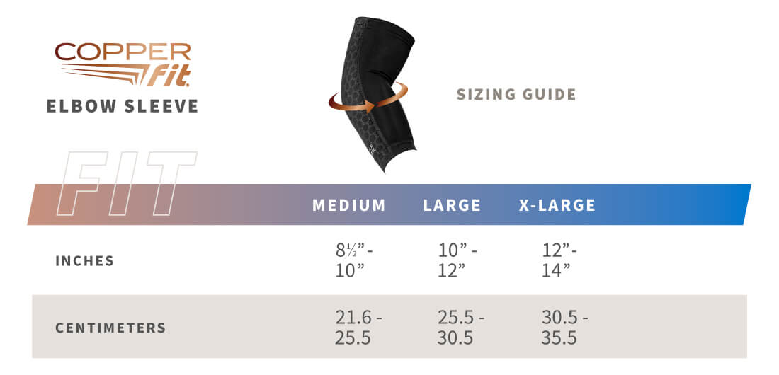 Freedom Elbow Sleeve size guide