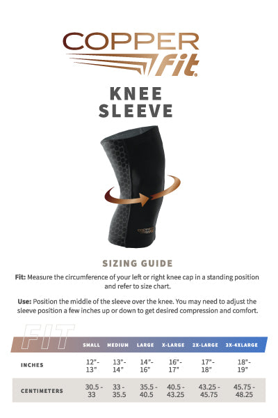 Freedom Knee Sleeve size guide