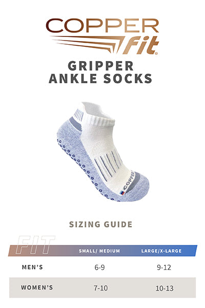 Gripper Ankle Socks (sizing guide)