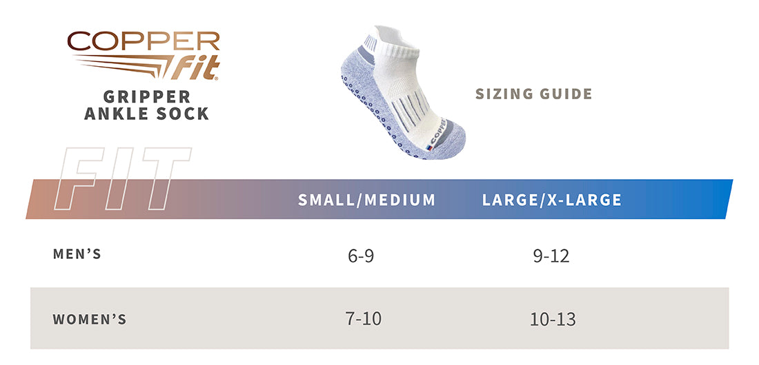 Gripper Ankle Socks (sizing guide)