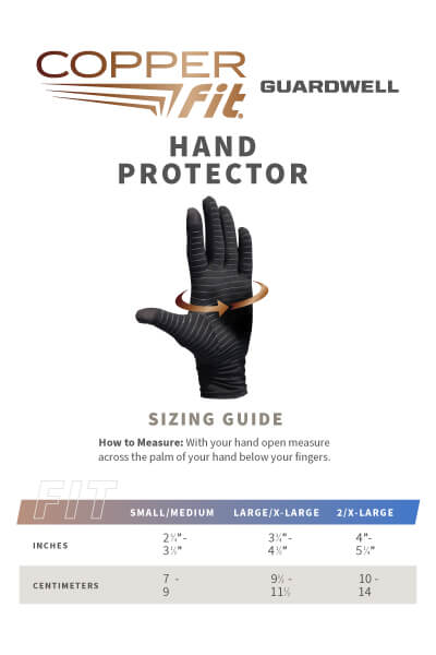 Guardwell Hand Protector size guide