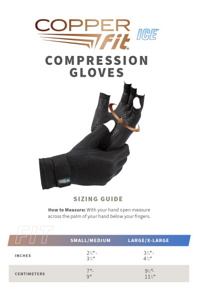 Copper Fit ICE Compression Gloves Infused with Menthol for Maximum  Recovery, Black, Large/X-Large