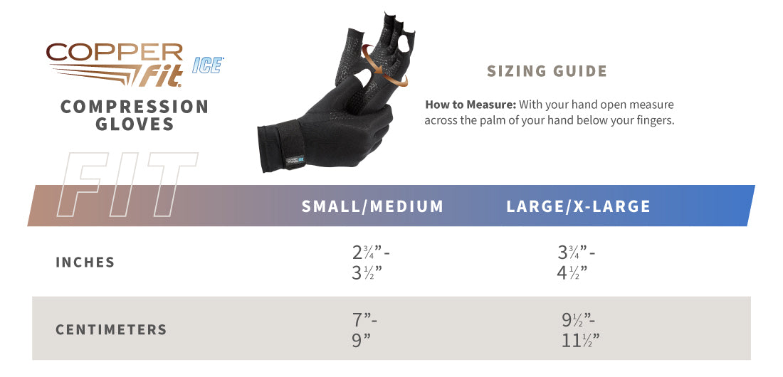 Ice Compression Gloves size guide