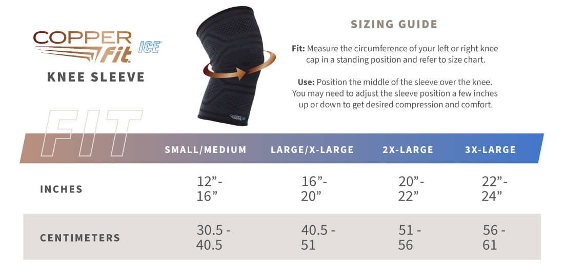 Ice Compression Knee Sleeve size guide
