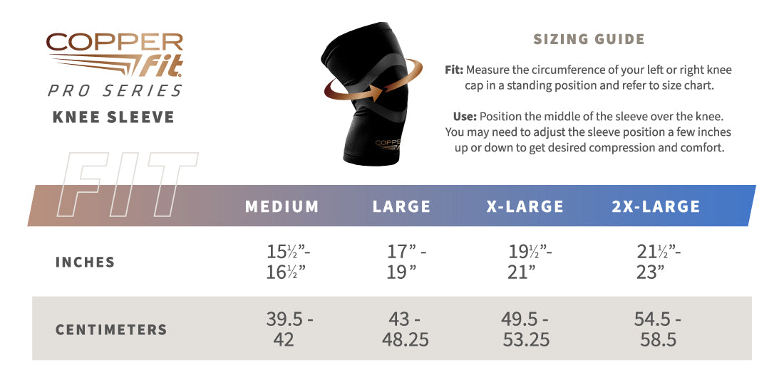 Pro Knee Sleeve size guide