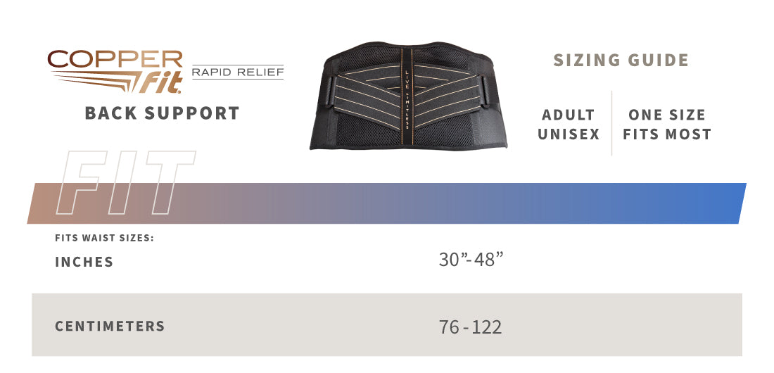 Rapid Relief Back size guide