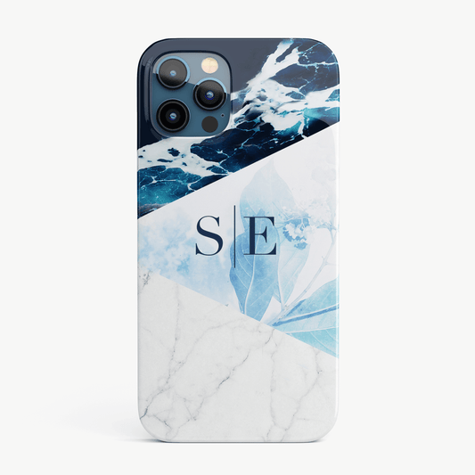 Personalised Marble Monogram Phone Case For iPhone 15 Pro Max 14 13 Mini 12  11