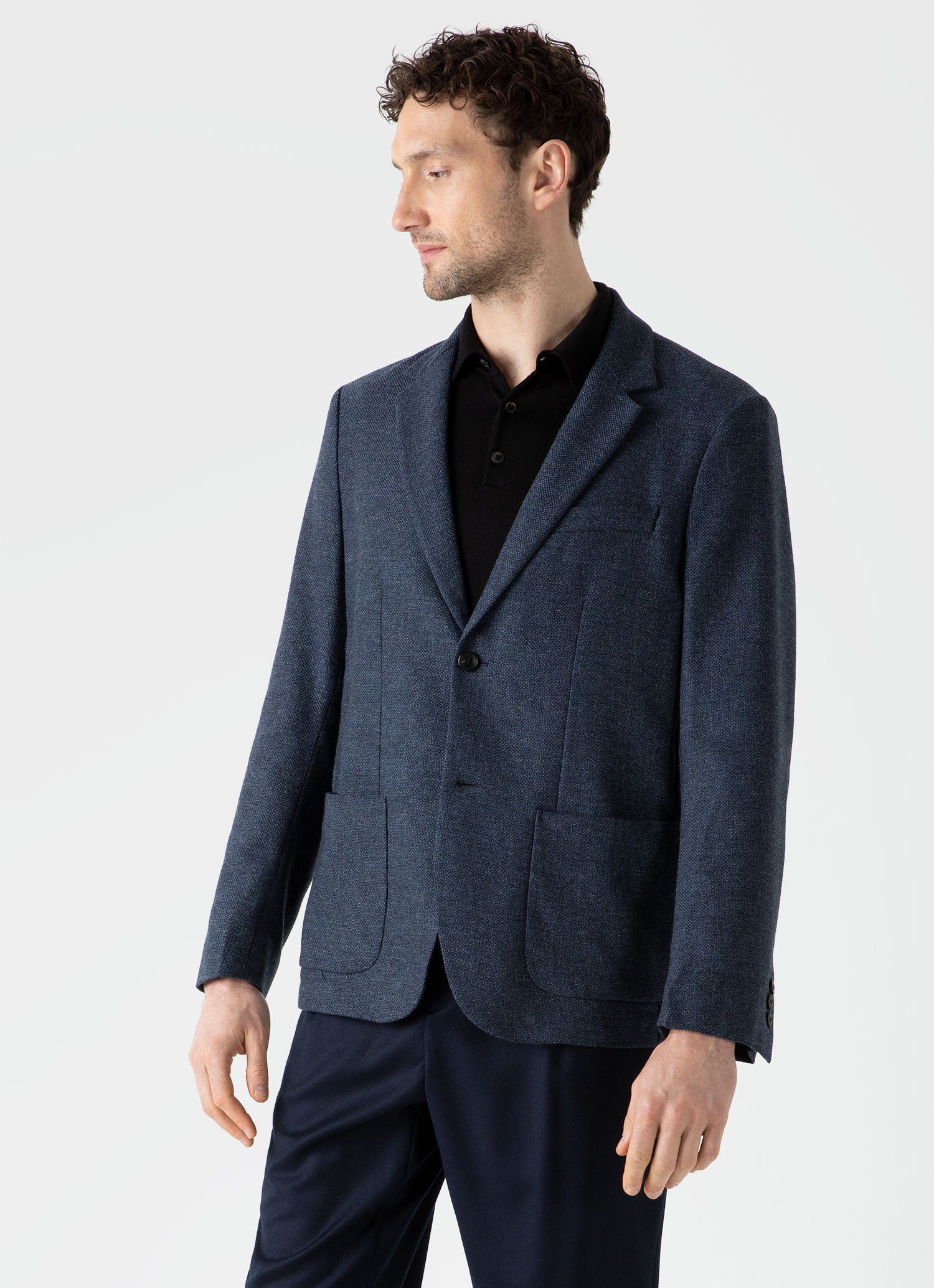 Men's Wool Blazer in Charcoal Melange