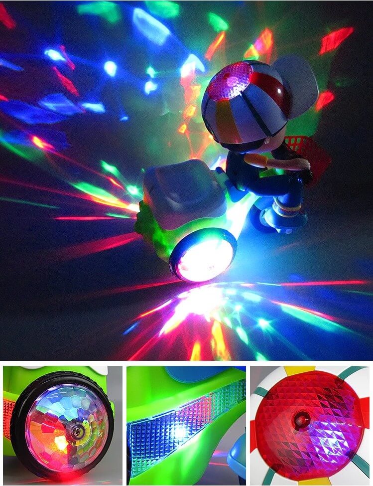 Brinquedo Triciclo Musical 360, Brinquedo Triciclo empina gira 360 sons e luzes