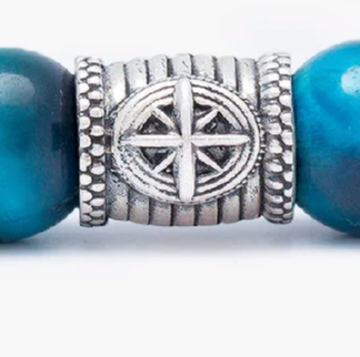 Custom Names with Compass symbol and blue tiger eye beads