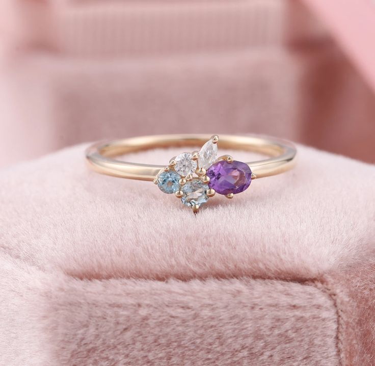 cluster ring for women feature birthstones