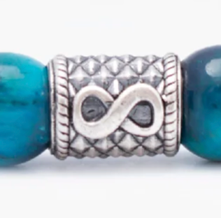 Infinity charm with custom names names tiger eye beads bracelet