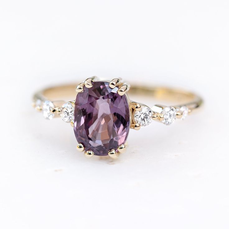 amethyst oval stone with gold ring for women
