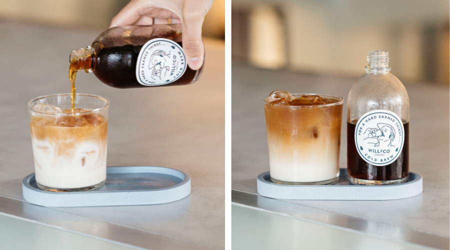 Will & Co's cold brew poured into a glass with ice