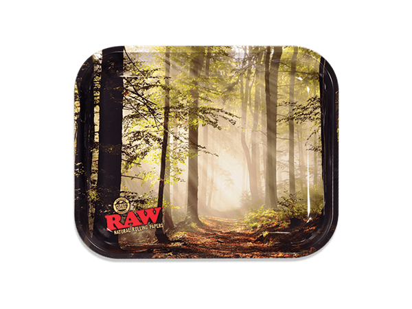 RAW Smokey Forest Metal Rolling Tray | Large | 14" x 11"