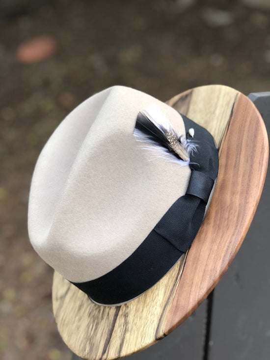 fedora hat with wood brim