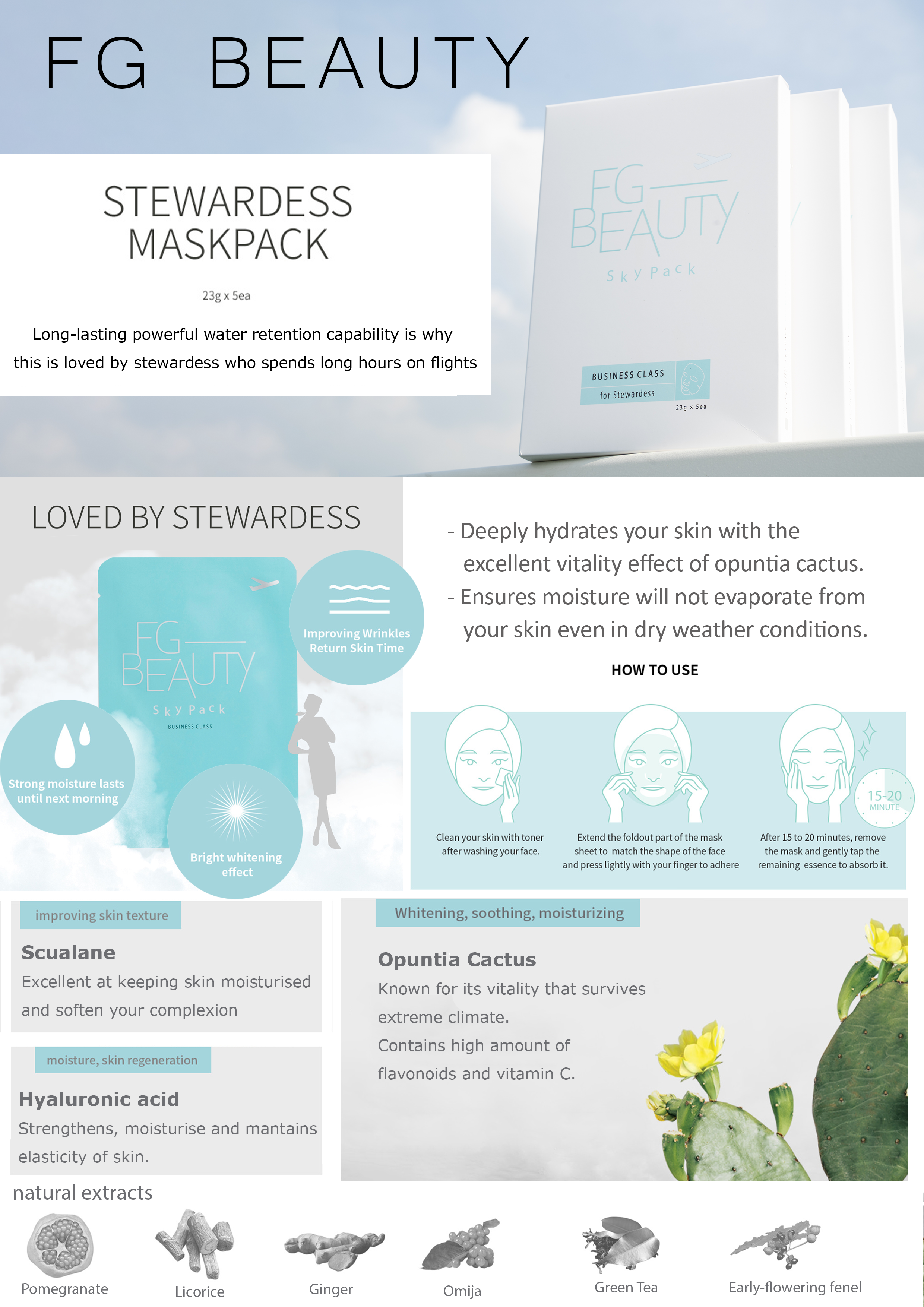 FG Beauty Stewardess Mask Pack Information