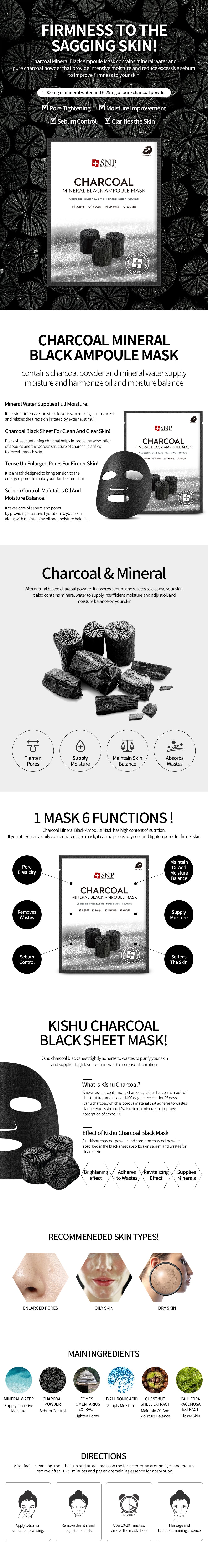 SNP Charcoal Mineral Black Ampoule Mask - La Cosmetique