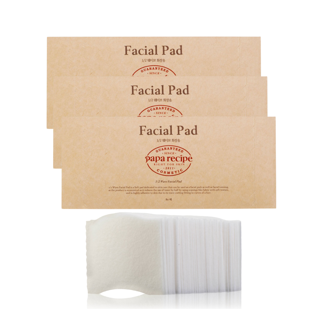 1/2 Wave Facial Cotton Pad (80 Sheets) 3-Pack Bundle