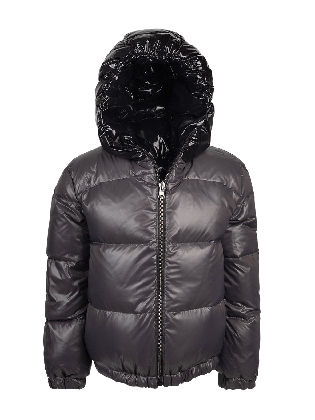 Shiny Black/ Charcoal Reversible Coat – Minilli