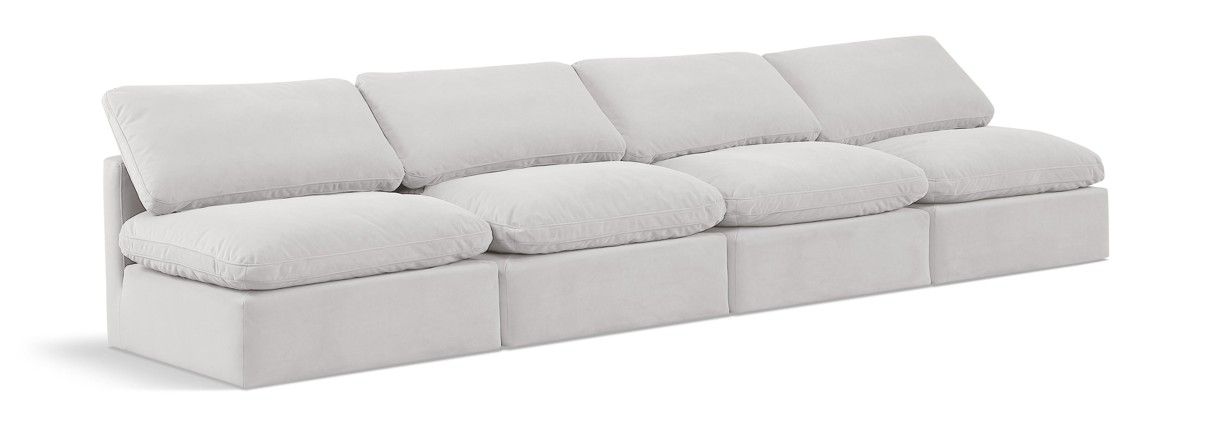 Velvet 4-Seat Modular Armless Sofa for a Luxurious Indulgent Seating Experience